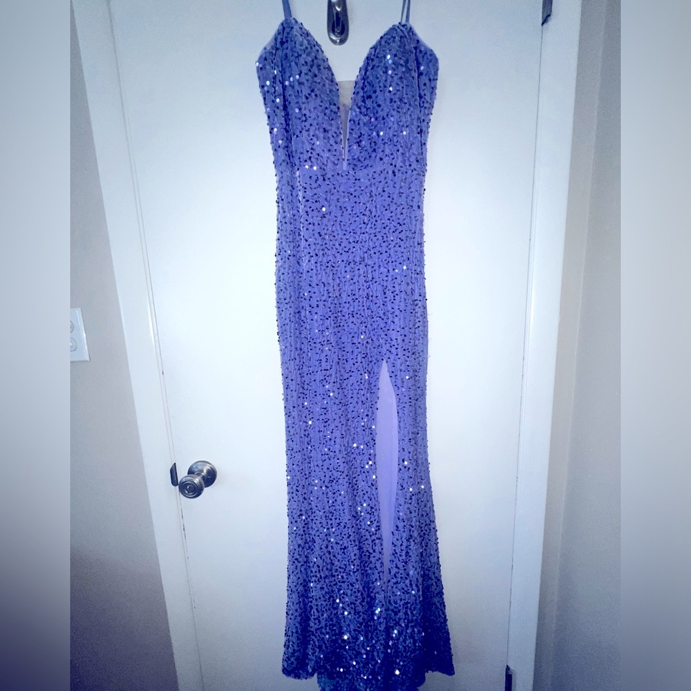 Lavender/ purple sequins gown .